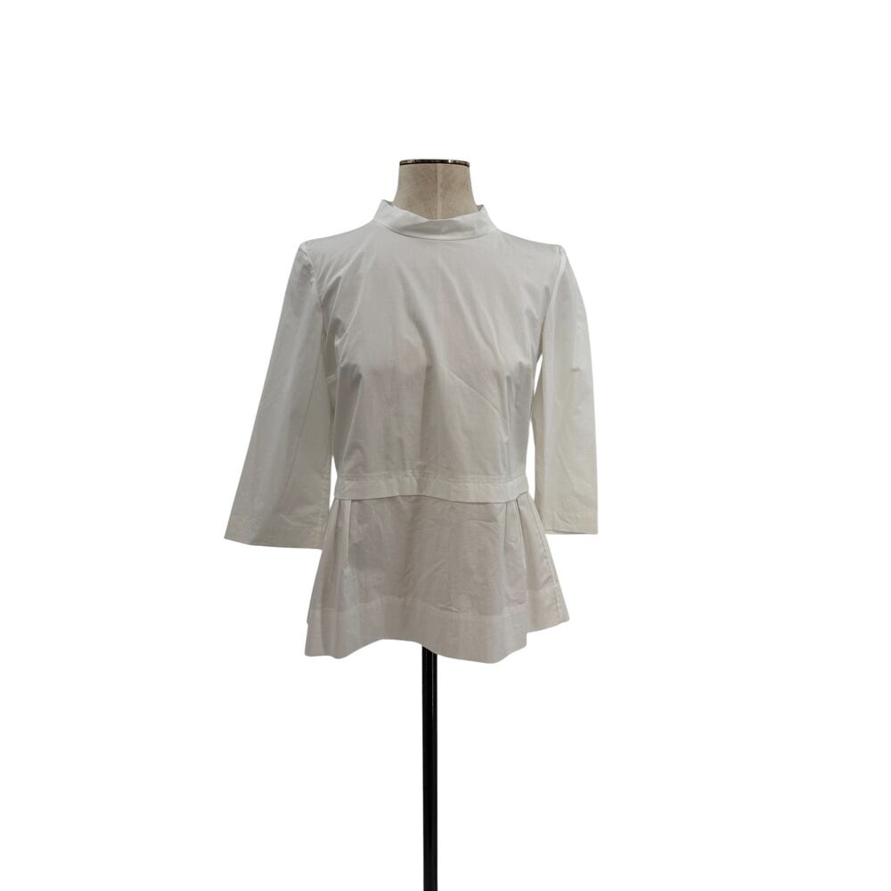 Marni White Cotton‎ Mock Neck Peplum Blouse Top White Italy 38 US 2